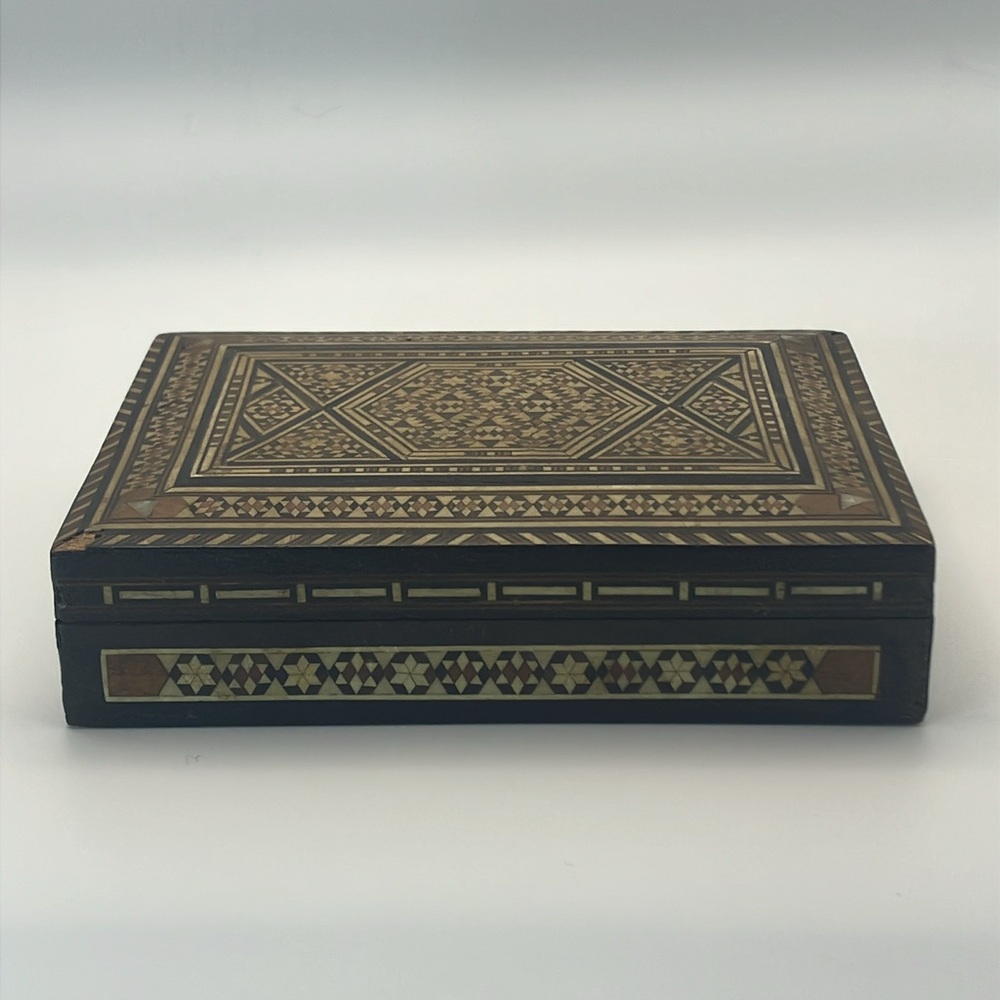 Vintage Middle Eastern Mosaic Inlay Wooden Box